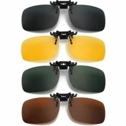 ENLENK Clip Solaire 4 Pièce, Clip Lunettes De Soleil Polarisées, Surlunettes De Soleil Pour Hommes Femmes Pour La Conduite Et Les Activités De Plein Air