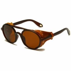 DONTODENT Lunettes De Soleil Homme, Lunettes De Soleil Ovales Steampunk Vintage, C1