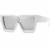 Cisea Lunettes De Soleil Carrées à Strass Pour Hommes Et Femmes De La Mode Européenne Et Américaine (mercure Blanc),