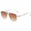 Cisea Lunettes De Soleil Carrées En Métal Lunettes De Soleil Pour Hommes Et Femmes Lunettes De Soleil Anti-UV (pièces De Thé Dégradées à Monture Beige),
