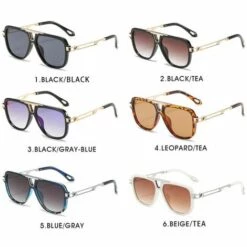 Cisea Lunettes De Soleil Carrées En Métal Lunettes De Soleil Pour Hommes Et Femmes Lunettes De Soleil Anti-UV (pièces De Thé Dégradées à Monture Beige), -Promos Protection des yeux : lunettes et masque Magasin 67670969 4