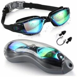 GRID COOL Cool Noir Lunettes De Natation Adulte Anti-buée Lunettes De Natation Galvanoplastie Silicone Pince-nez Bouchons D'oreilles Lunettes De Natation