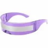 GRID COOL 80s Futuristic Visor Cyber Sunglasses Hommes Femmes Futuristic Punk Style Cosplay B2740 Violet - Silver Stripes