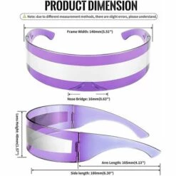 GRID COOL 80s Futuristic Visor Cyber Sunglasses Hommes Femmes Futuristic Punk Style Cosplay B2740 Violet - Silver Stripes -Promos Protection des yeux : lunettes et masque Magasin 68073527 4