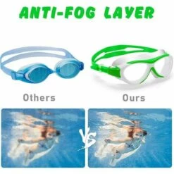 Cisea Lunettes De Natation Pour Enfants - Taille Réglable - Lunettes De Natation Pour Fille - Grand Angle De Vision De 180 ° - Anti-buée - Protection UV (vert Et Blanc) -Promos Protection des yeux : lunettes et masque Magasin 68078142 4