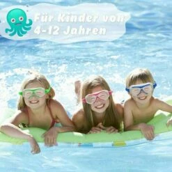 Cisea Lunettes De Natation Pour Enfants - Taille Réglable - Lunettes De Natation Pour Fille - Grand Angle De Vision De 180 ° - Anti-buée - Protection UV (vert Et Blanc) -Promos Protection des yeux : lunettes et masque Magasin 68078142 5