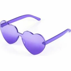 Cisea Lunettes De Protection Transparent Violet - Lunettes De Soleil En Forme De Cœur Lunettes De Soleil De Fête Couleur Bonbon Amour Lunettes De Soleil En Forme De Cœur - Violet Transparent